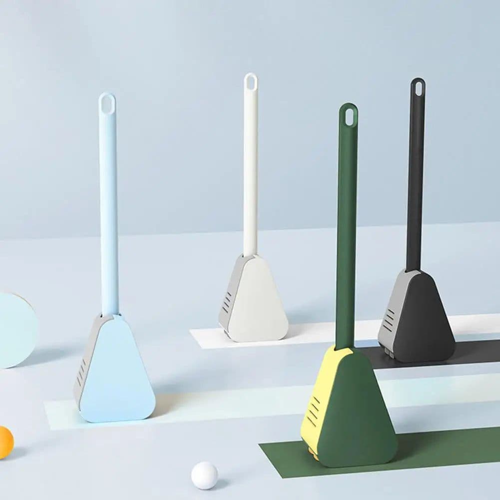 image-Golf Silicone Toilet Brushes Set Long Handled Toilet Cleaning Brush Black Modern Hygienic Bathroom Accessories