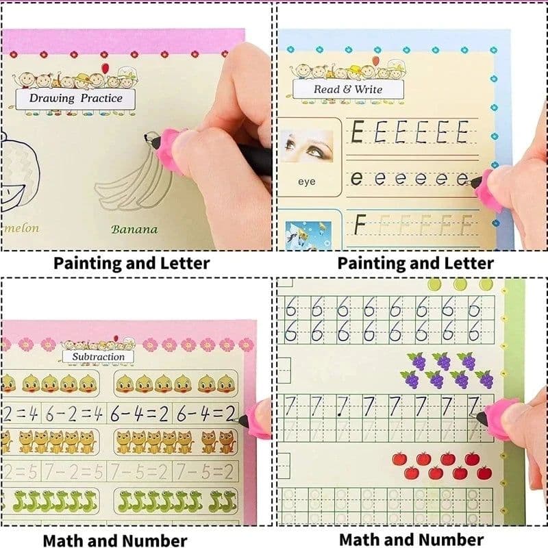 image-SANK Magic Practice Copy Book for Kid Spanish Repeat Writing Sticker Practice Copybook For Calligraphy Handwriting Arabic Book