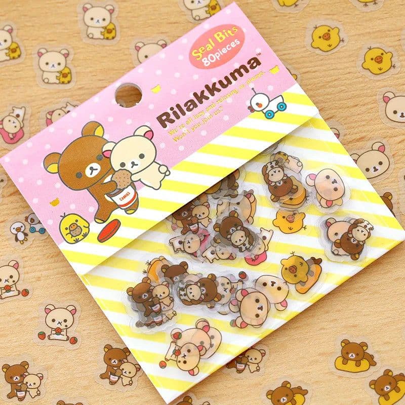 image-80 pcs/lot cute Rilakkuma mini paper sticker bag DIY diary planner decoration sticker album scrapbooking kawaii stationery