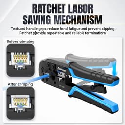image-AMPCOM rj45 crimper RJ11 RJ45 Crimping Tool Ethernet Network LAN Cable Crimper Cutter Stripper Plier for 6P 8P RJ-11/RJ-12 RJ-45