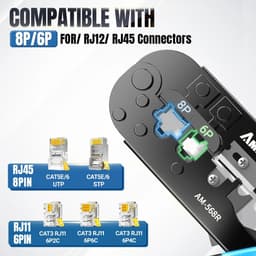 image-AMPCOM rj45 crimper RJ11 RJ45 Crimping Tool Ethernet Network LAN Cable Crimper Cutter Stripper Plier for 6P 8P RJ-11/RJ-12 RJ-45