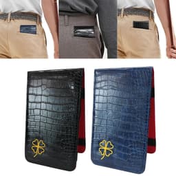 image-Yardage Book Cover Golf Score Cards Wallet with Pencil Loop with Elastic Bands Golf Scorecard Holder for Golfer Family Birthdays