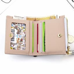 image-Women Square Short Wallet Crossed Grain PU Leather Tassel Zipper Coin Purse Mini Money Bag Girls Small Cute Pink Card Holder