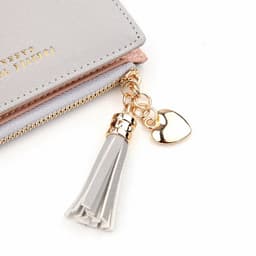 image-Women Square Short Wallet Crossed Grain PU Leather Tassel Zipper Coin Purse Mini Money Bag Girls Small Cute Pink Card Holder