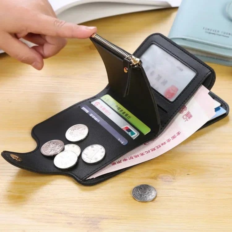 image-Women Wallets 2023 New Luxury Brand Red Black Small Mini Coin Purse Hasp Card Holder Lady Wallet Zipper Female Leather Buckle