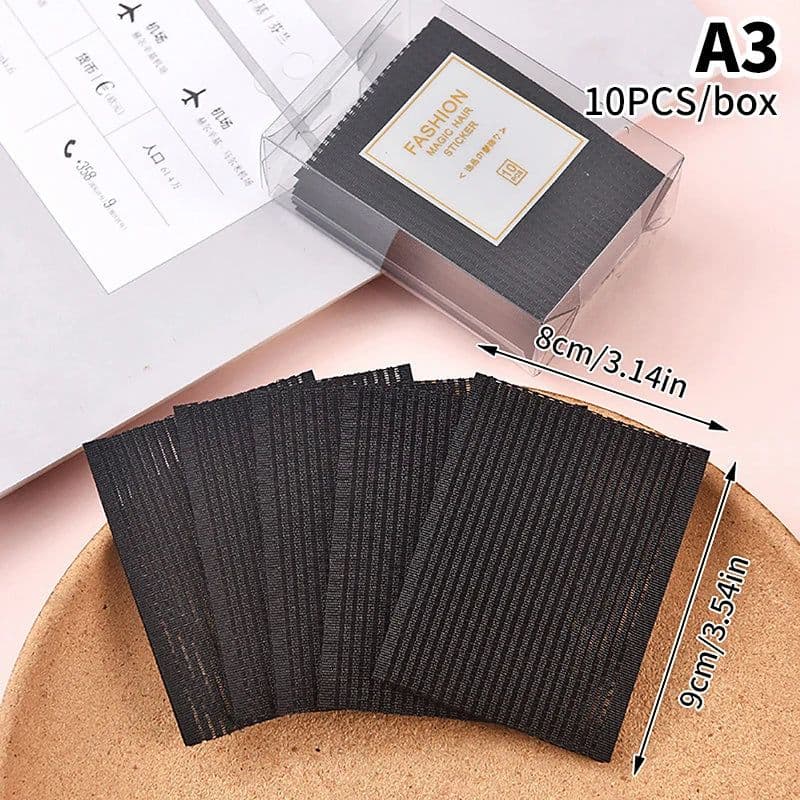 image-10Pcs Novel Front Hair Fringe Fashion Stabilizer Makeup Sticker Pad Patch Pastel Clip Bangs Magic Tape Fringe Girls Gifts