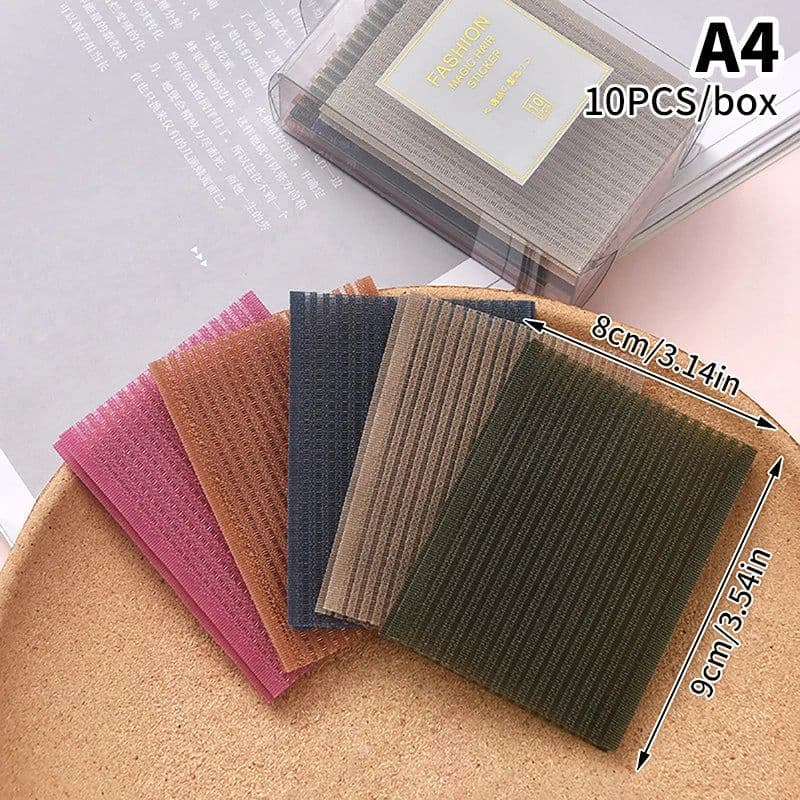 image-10Pcs Novel Front Hair Fringe Fashion Stabilizer Makeup Sticker Pad Patch Pastel Clip Bangs Magic Tape Fringe Girls Gifts