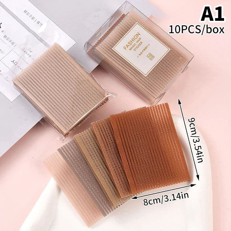 image-10Pcs Novel Front Hair Fringe Fashion Stabilizer Makeup Sticker Pad Patch Pastel Clip Bangs Magic Tape Fringe Girls Gifts