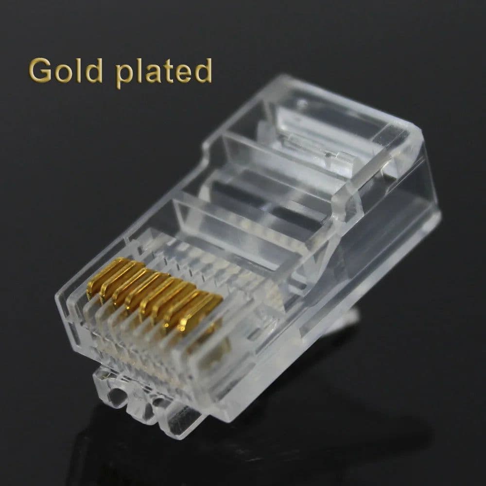image-OULLX 20/50/100PCS RJ45 Ethernet Cables Module Plug Network Connector RJ-45 Crystal Heads Cat5 Cat5e Gold Plated Network Cable