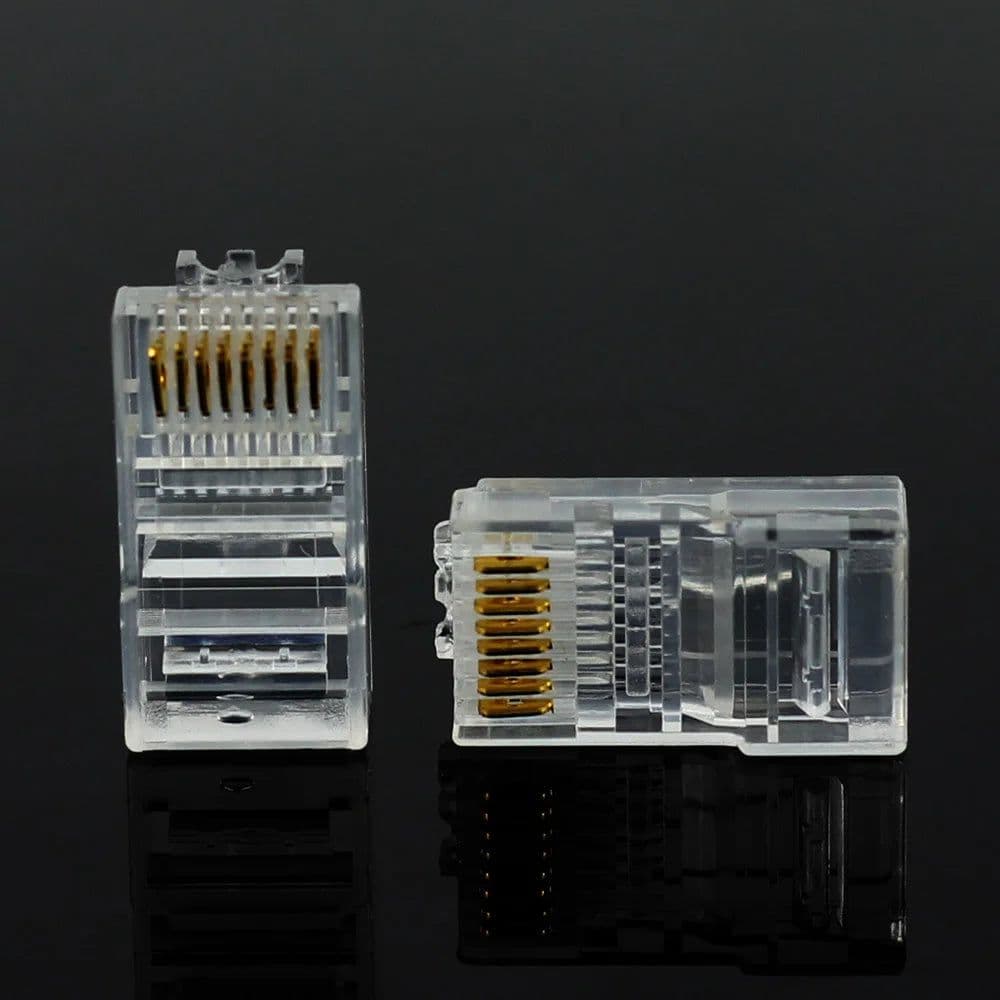 image-OULLX 20/50/100PCS RJ45 Ethernet Cables Module Plug Network Connector RJ-45 Crystal Heads Cat5 Cat5e Gold Plated Network Cable