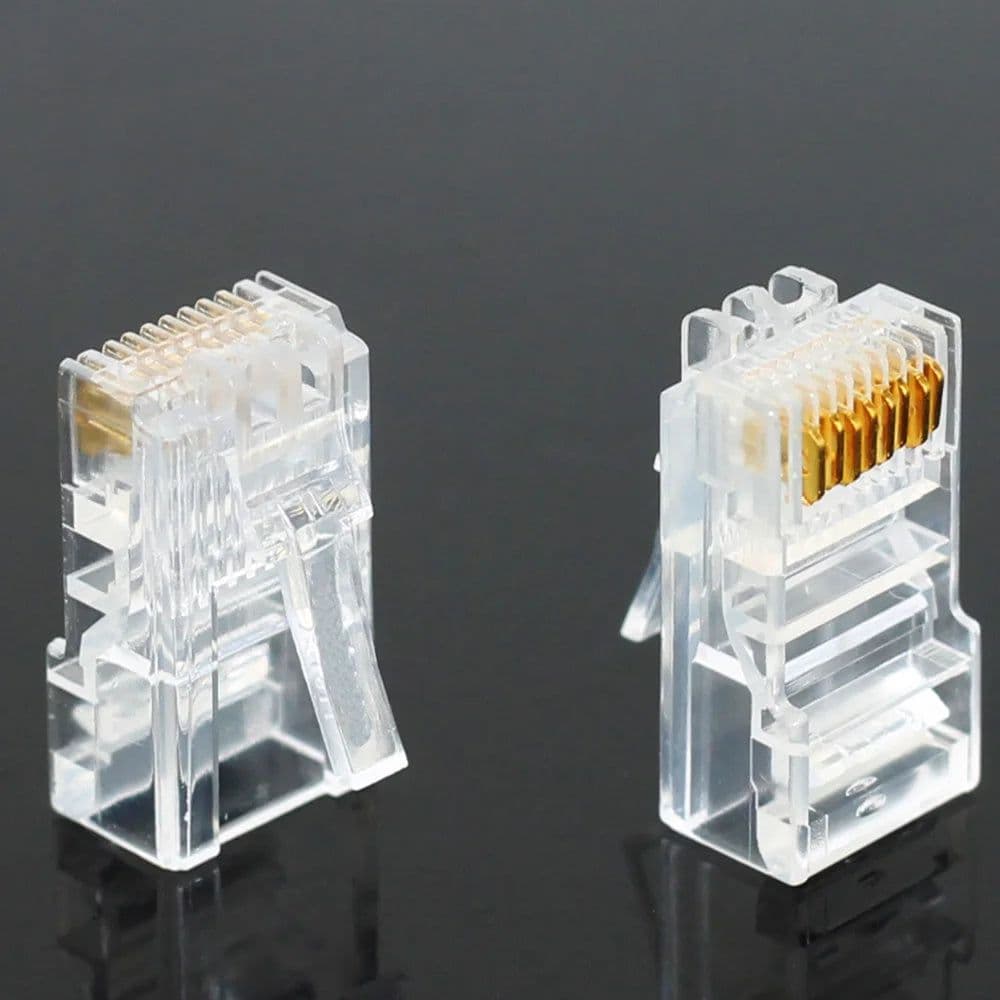 image-OULLX 20/50/100PCS RJ45 Ethernet Cables Module Plug Network Connector RJ-45 Crystal Heads Cat5 Cat5e Gold Plated Network Cable