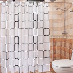 image-Bathroom Shower Curtains Waterproof Bath Curtain PEVA Modern Geometric Plaid Pattern Farmhouse Home Decoration Translucent