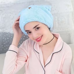 image-Microfibre Hair Drying Bath Towel Cap Cute Cartoon Bear Super Absorbent Soft Hair Dry Wrap Bathroom Accessories Bonnets