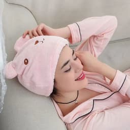 image-Microfibre Hair Drying Bath Towel Cap Cute Cartoon Bear Super Absorbent Soft Hair Dry Wrap Bathroom Accessories Bonnets