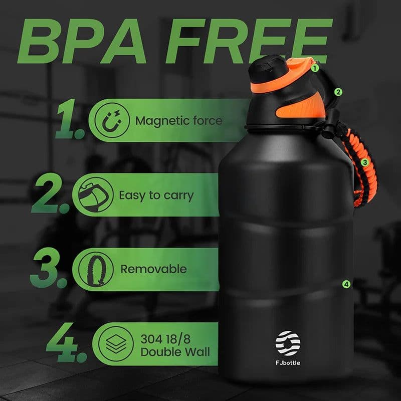 image-FEIJIAN Thermos Bottle 1.9L Large Capacity Stainless Steel Thermal Water Bottle Cold and Hot Vacuum Flask With rope Gym