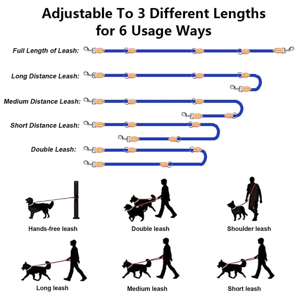 image-2nd Multipurpose Big Dog Double Leash Generation Medium Adjustable and Nylon Luxury Hands Free Leash for 2 Dogs