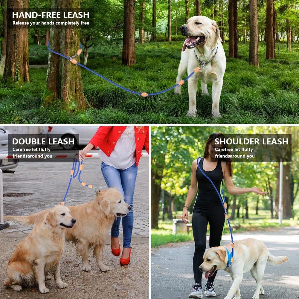 image-2nd Multipurpose Big Dog Double Leash Generation Medium Adjustable and Nylon Luxury Hands Free Leash for 2 Dogs