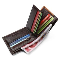 image-100% Cow Genuine Leather Men Wallet Many Departments Short Bifold Man Wallets Zipper Coin Pocket Card Holder Purses Male Wallets