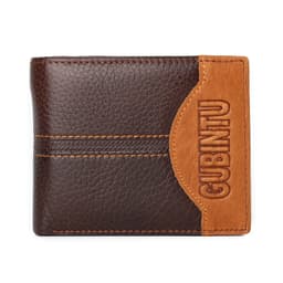 image-100% Cow Genuine Leather Men Wallet Many Departments Short Bifold Man Wallets Zipper Coin Pocket Card Holder Purses Male Wallets