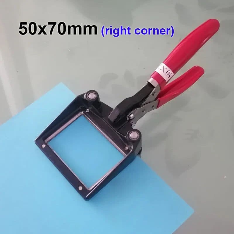 image-Hand Held ID Card License Picture Punch 25x35mm 30x40mm 35x45mm 40mm x 60mm 50x70mm Passport Photo Cutter Rectangle Cutting Tool