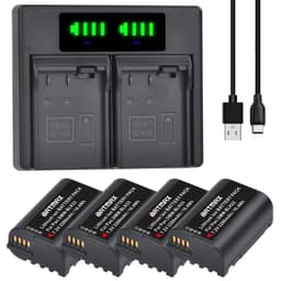 image-4X 2280mAh DMW-BLK22 DMW BLK22 Battery + LED Dual Charger for Panasonic LUMIX DC-S5 DC-S5K Cameras