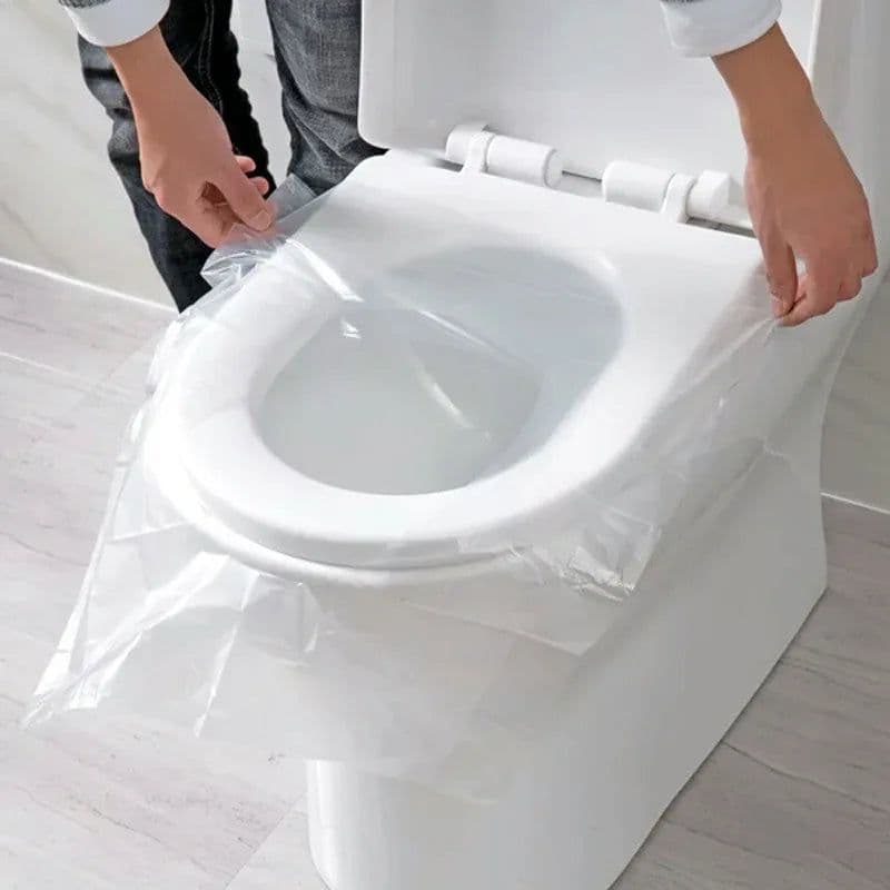 image-10/50PCS Biodegradable Disposable Plastic Toilet Seat Cover Portable Safety Travel Bathroom Toilet Paper Pad Bathroom Accessory
