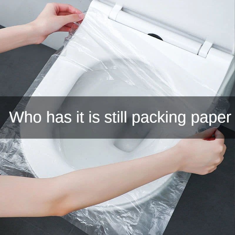 image-10/50PCS Biodegradable Disposable Plastic Toilet Seat Cover Portable Safety Travel Bathroom Toilet Paper Pad Bathroom Accessory