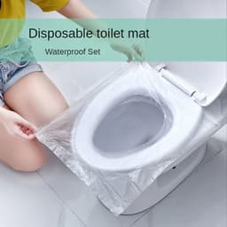 image-10/50PCS Biodegradable Disposable Plastic Toilet Seat Cover Portable Safety Travel Bathroom Toilet Paper Pad Bathroom Accessory