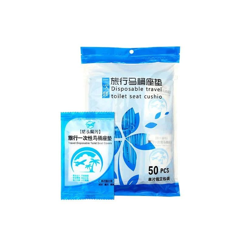 image-10/50PCS Biodegradable Disposable Plastic Toilet Seat Cover Portable Safety Travel Bathroom Toilet Paper Pad Bathroom Accessory