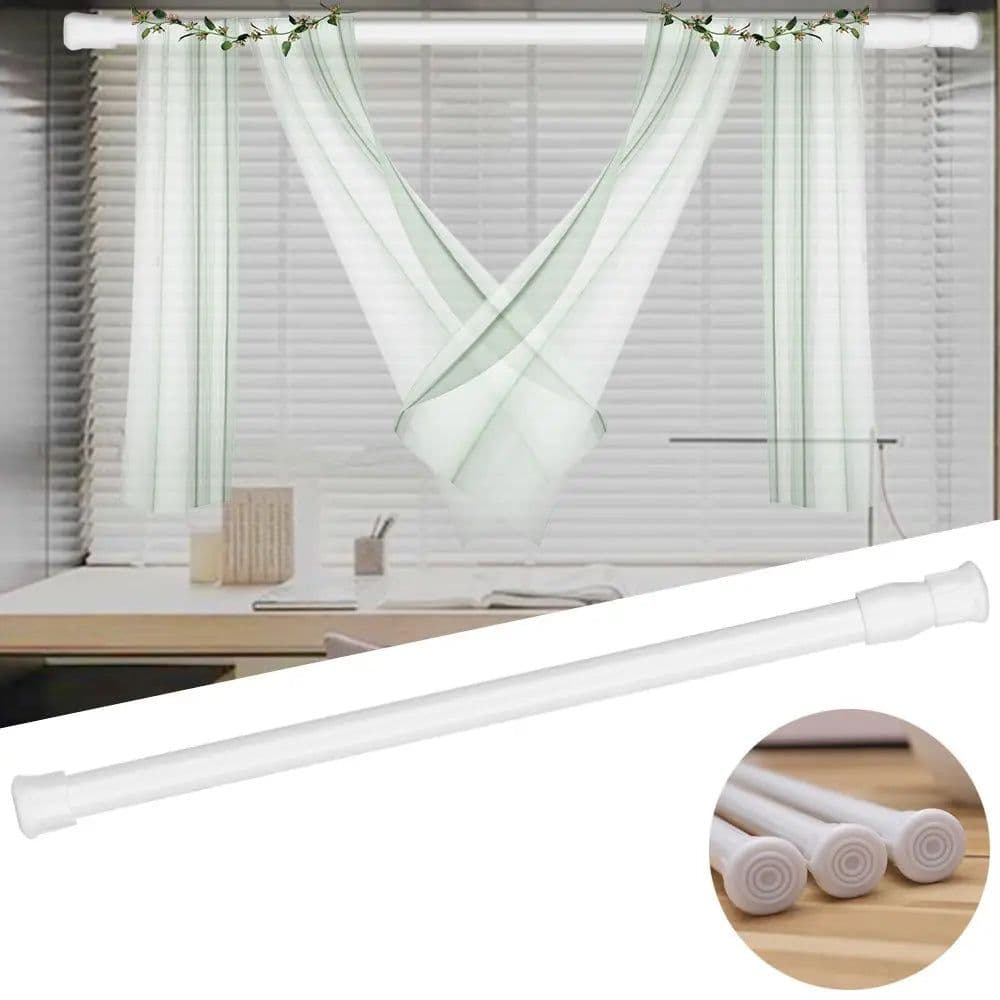 image-Multi Purpose Spring Loaded Telescopic Pole Curtain Extendable Sticks Net Voile Tension Curtain Rail Pole Net Rods Household