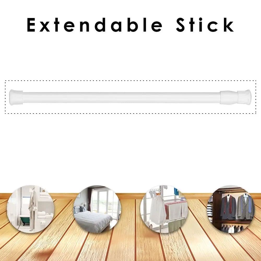 image-Multi Purpose Spring Loaded Telescopic Pole Curtain Extendable Sticks Net Voile Tension Curtain Rail Pole Net Rods Household