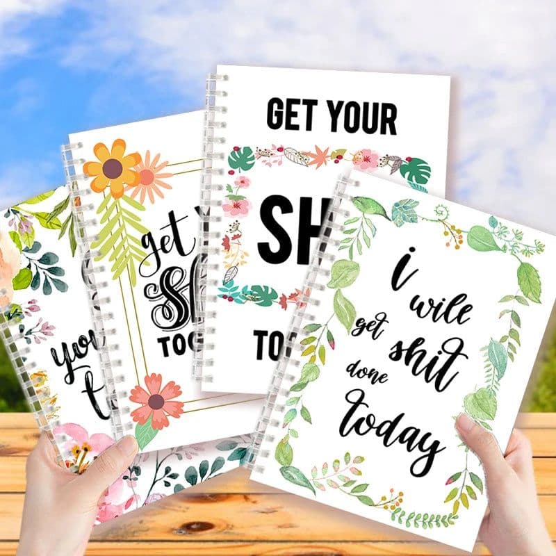 image-Spiral Notebook Get Tour Shit Together Floral Cover Motivational Unique Note Book Budget Checklist Journal Diary Inspiring Quote