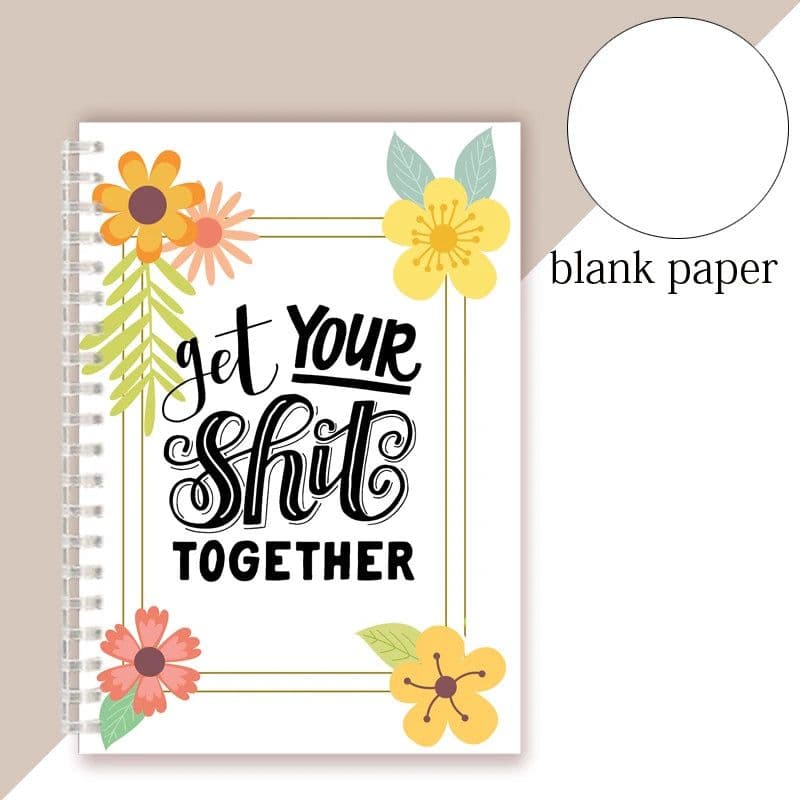 image-Spiral Notebook Get Tour Shit Together Floral Cover Motivational Unique Note Book Budget Checklist Journal Diary Inspiring Quote