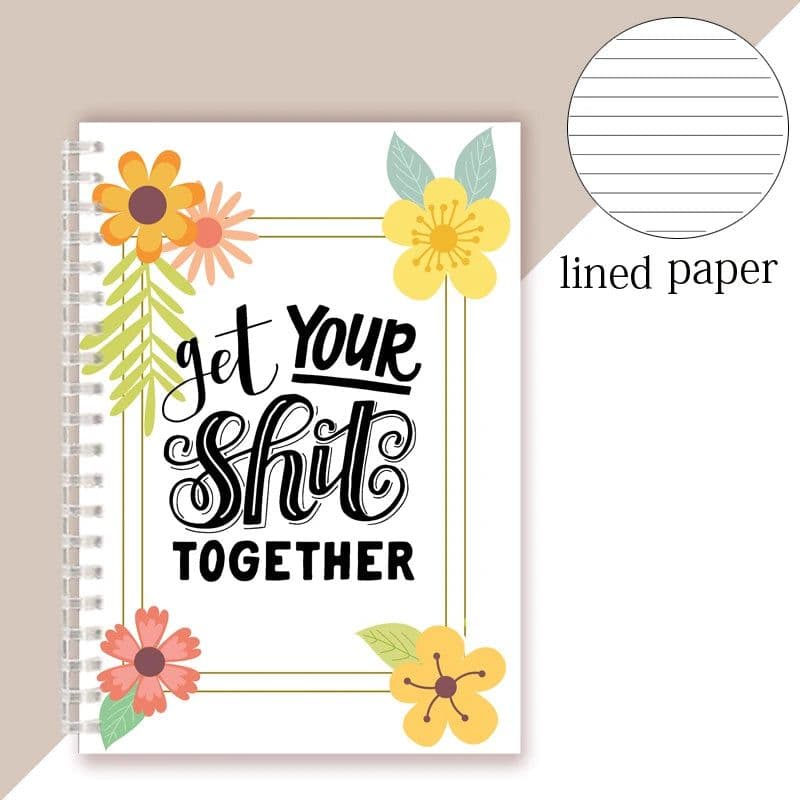 image-Spiral Notebook Get Tour Shit Together Floral Cover Motivational Unique Note Book Budget Checklist Journal Diary Inspiring Quote