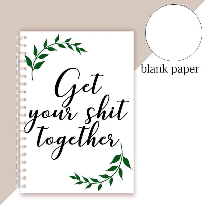image-Spiral Notebook Get Tour Shit Together Floral Cover Motivational Unique Note Book Budget Checklist Journal Diary Inspiring Quote