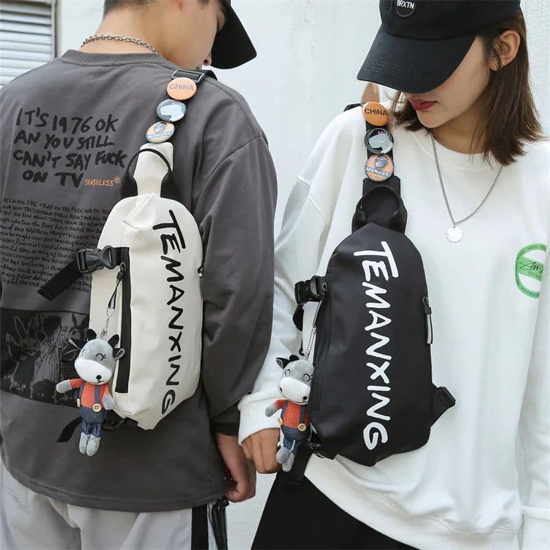 image-2023 Chest Bag Crossbody Backpack Men Waterproof Oxford Cloth Shoulder Bag Women's Casual Messenger Bag Unisex Small Bag
