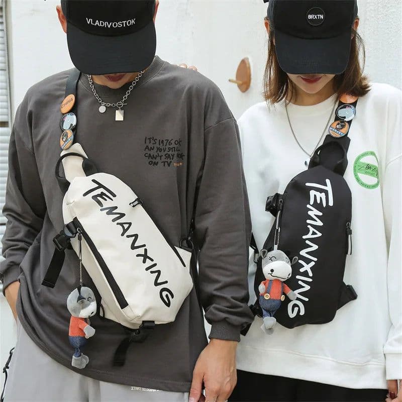 image-2023 Chest Bag Crossbody Backpack Men Waterproof Oxford Cloth Shoulder Bag Women's Casual Messenger Bag Unisex Small Bag