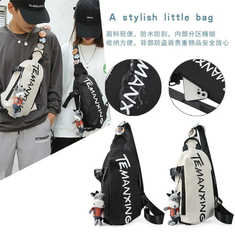 image-2023 Chest Bag Crossbody Backpack Men Waterproof Oxford Cloth Shoulder Bag Women's Casual Messenger Bag Unisex Small Bag