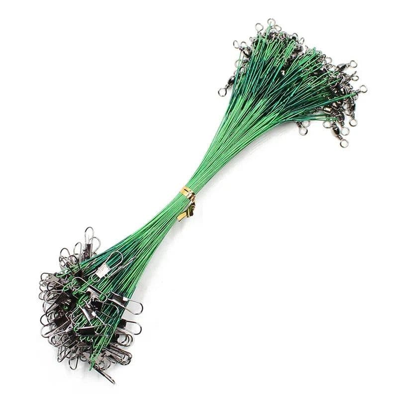 image-Aorace 20PCS Anti Bite Steel Fishing Line Steel Wire Leader With Swivel Fishing Accessory Lead Core Leash Fishing Wire 15CM-50CM