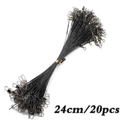 image-Aorace 20PCS Anti Bite Steel Fishing Line Steel Wire Leader With Swivel Fishing Accessory Lead Core Leash Fishing Wire 15CM-50CM