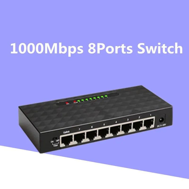 image-KuWFi 5/8Port Gigabit Switch Ethernet Smart Switcher High Performance 1000Mbps Network Switch RJ45 Hub Internet Injector