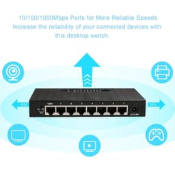 image-KuWFi 5/8Port Gigabit Switch Ethernet Smart Switcher High Performance 1000Mbps Network Switch RJ45 Hub Internet Injector