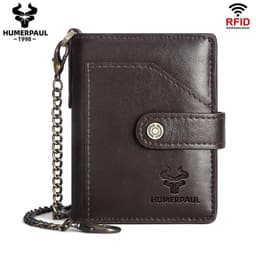 image-Genuine Leather Small Money Wallets for Men RFID Protected Pop Up Credit Card Holder Aluminium Smart Wallet with Money Clip