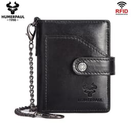 image-Genuine Leather Small Money Wallets for Men RFID Protected Pop Up Credit Card Holder Aluminium Smart Wallet with Money Clip