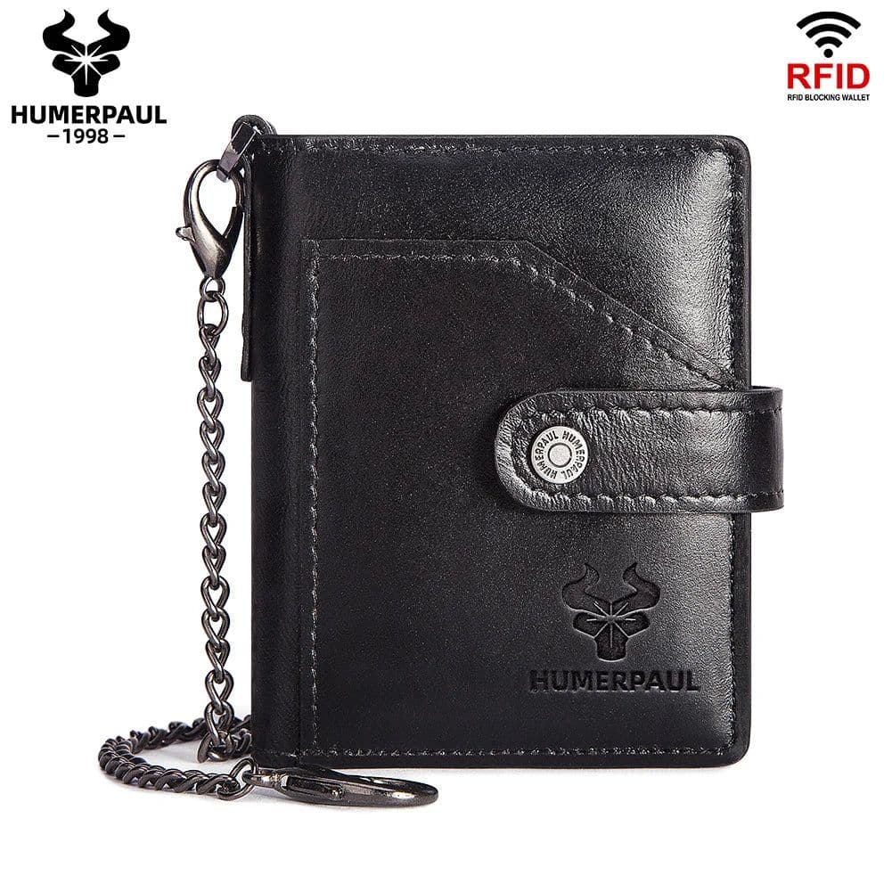 image-Genuine Leather Small Money Wallets for Men RFID Protected Pop Up Credit Card Holder Aluminium Smart Wallet with Money Clip