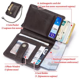 image-Genuine Leather Small Money Wallets for Men RFID Protected Pop Up Credit Card Holder Aluminium Smart Wallet with Money Clip