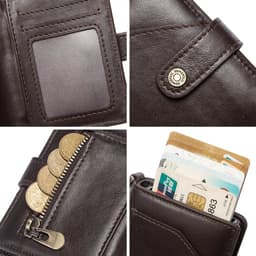 image-Genuine Leather Small Money Wallets for Men RFID Protected Pop Up Credit Card Holder Aluminium Smart Wallet with Money Clip