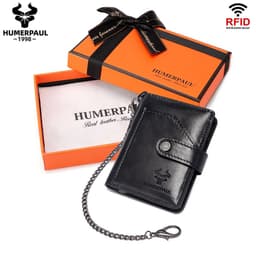 image-Genuine Leather Small Money Wallets for Men RFID Protected Pop Up Credit Card Holder Aluminium Smart Wallet with Money Clip