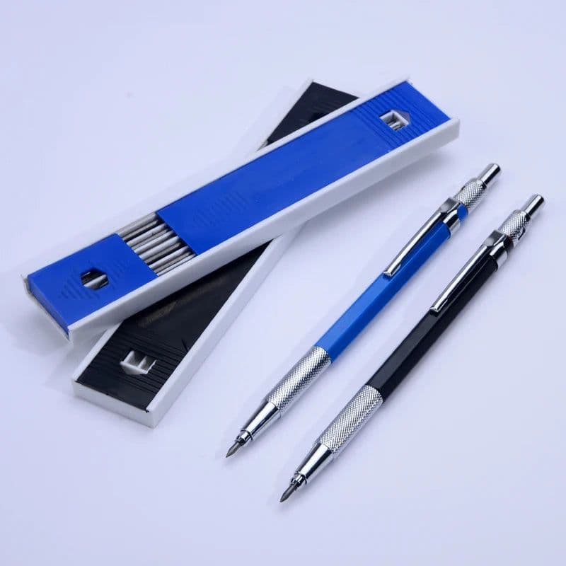 image-Best Promotion 2.0 mm 2B Lead Holder Metal Mechanical Drafting Drawing Pencil with 12PCs Leads Writing School Gifts Stationery