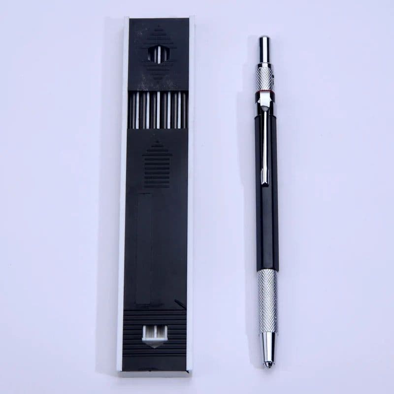 image-Best Promotion 2.0 mm 2B Lead Holder Metal Mechanical Drafting Drawing Pencil with 12PCs Leads Writing School Gifts Stationery
